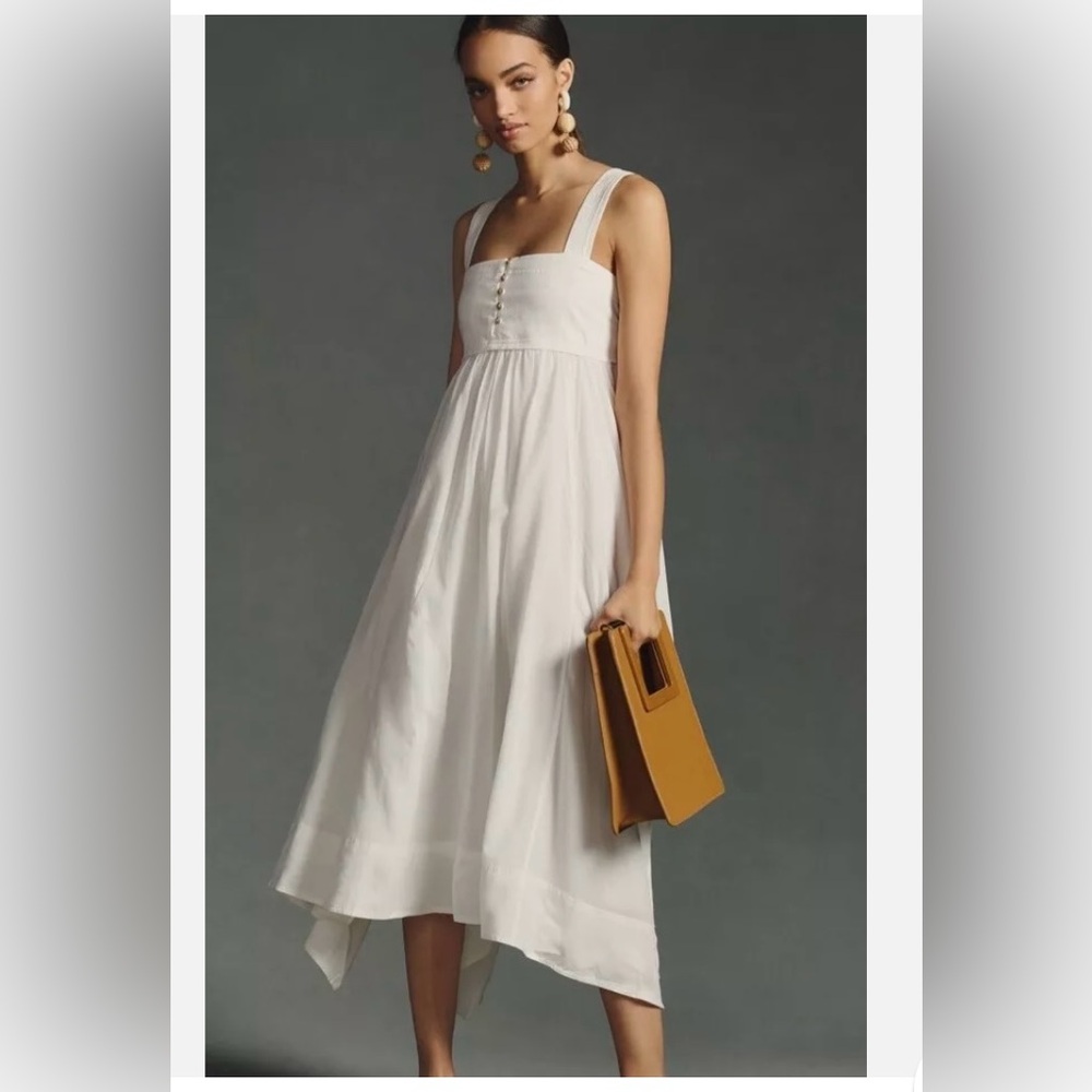Anthropologie Pilcro Asymmetrical White Midi Babydoll Dress NWT- Small